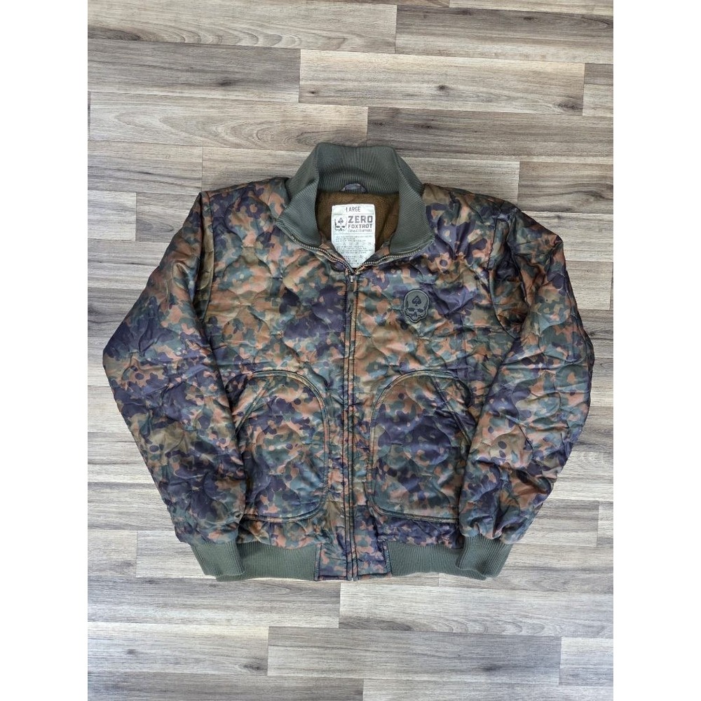 Zero Foxtrot Flecktarn Camo Fleece Lined Zip Bomber Jacket L Milsurp Gorpcore